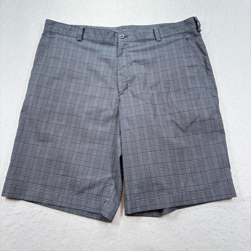 Nike Golf Shorts Mens 38 Gray Plaid Dri-FIT Performance Flat Front Stretch